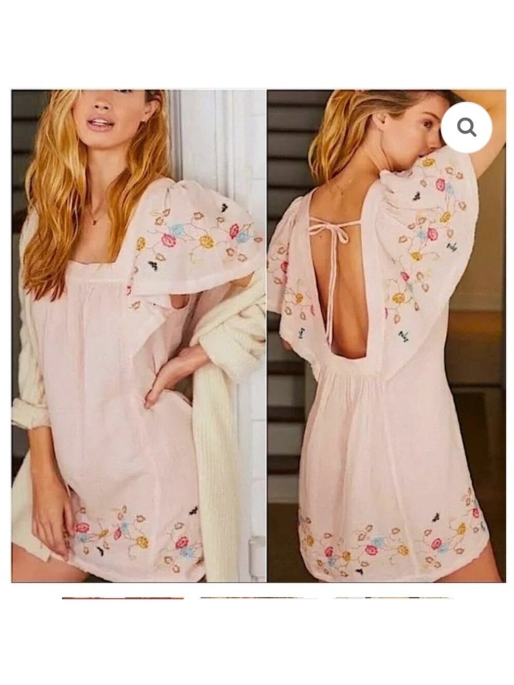 Anthropologie Yvette Pink Floral Embroidered Mini Dress